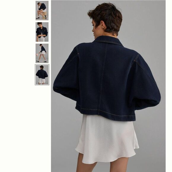 Anthropologie Pilcro Cropped Cotton and Lyocell Blend Utility Denim Jacket - Picture 3 of 4